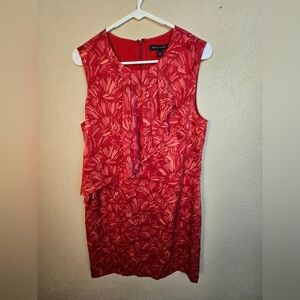 Banana Republic Red and Pink Sleeveless Midi Dress Size 6 (6480)